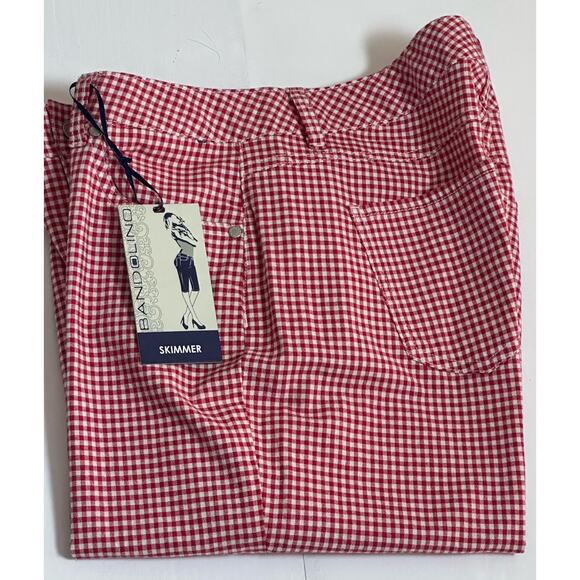 Bandolino Women’s Capri Skimmers Jeans Red & White Check Knees Skimmer Size 10 - Picture 1 of 16